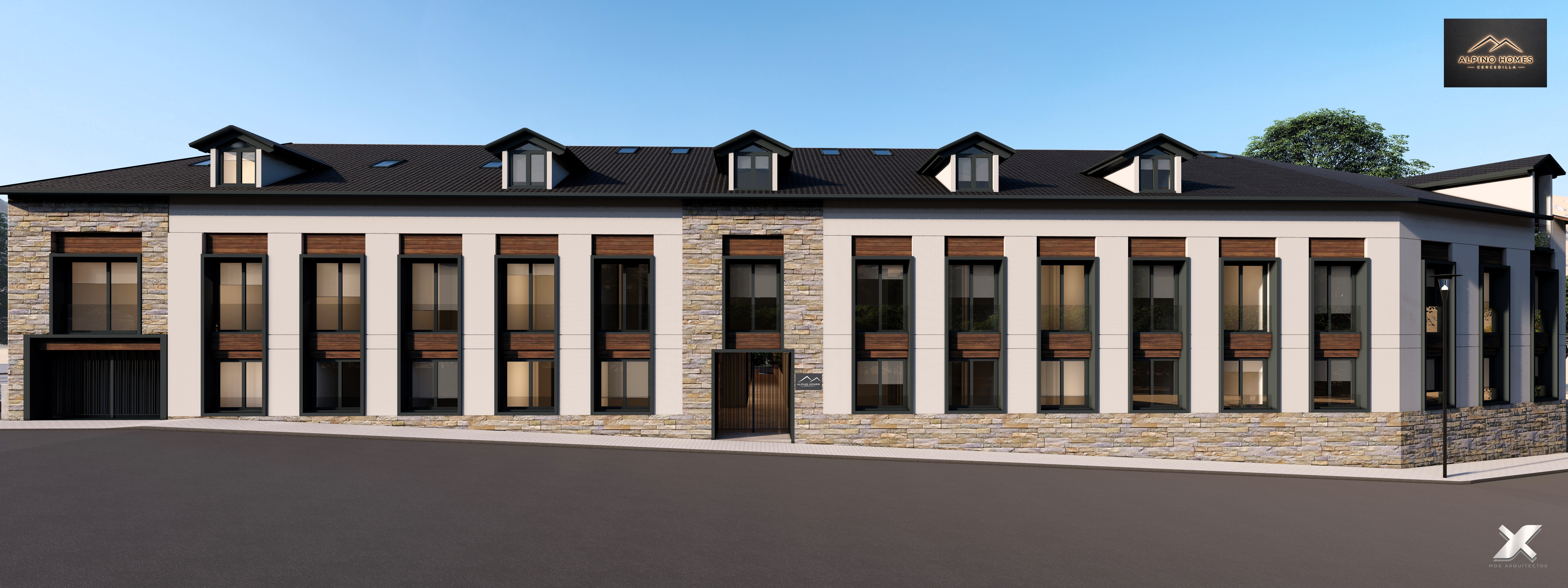 Fachada de Alpino Homes Cercedilla con piscina comunitaria